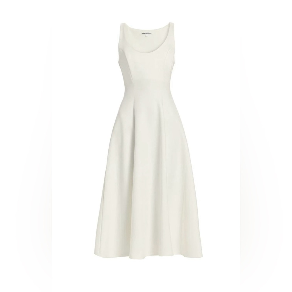 Reformation Mikol Princess Seam Scoop-Neck Pleated A-Line Midi Dress Size S - Picture 5 of 16